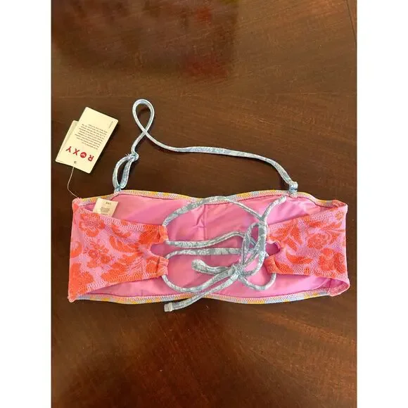 Roxy Tapestry Patchwork Bandeau Bikini Top NWT Size Large - Picture 5 of 9